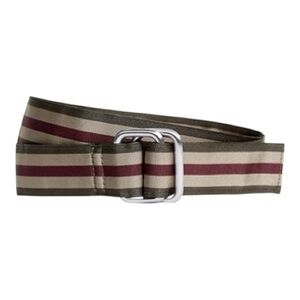 Brooks Brothers Striped Ribbon Belt Burgundy Green Cream Size Large D Ring